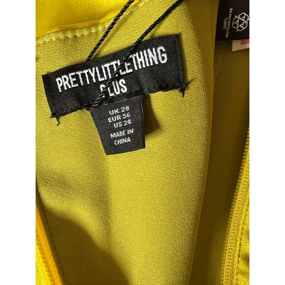 PrettyLittleThing Plus Chartreuse Satin Ruched Bust Corset Top US 24 NWT - Picture 7 of 8